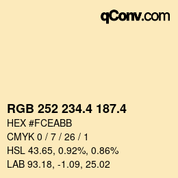 カラーコード: RGB 252 234.4 187.4 | qconv.com