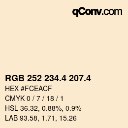 カラーコード: RGB 252 234.4 207.4 | qconv.com