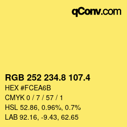 カラーコード: RGB 252 234.8 107.4 | qconv.com