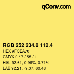 カラーコード: RGB 252 234.8 112.4 | qconv.com