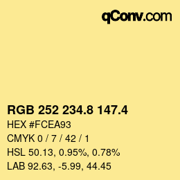 カラーコード: RGB 252 234.8 147.4 | qconv.com