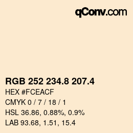 カラーコード: RGB 252 234.8 207.4 | qconv.com