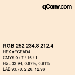 カラーコード: RGB 252 234.8 212.4 | qconv.com