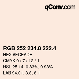 カラーコード: RGB 252 234.8 222.4 | qconv.com