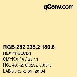 カラーコード: RGB 252 236.2 180.6 | qconv.com