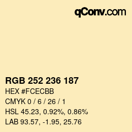 カラーコード: RGB 252 236 187 | qconv.com