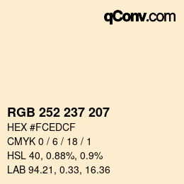 カラーコード: RGB 252 237 207 | qconv.com