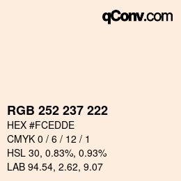 Color code: RGB 252 237 222 | qconv.com