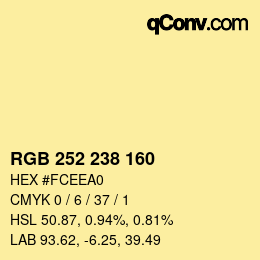 Color code: RGB 252 238 160 | qconv.com
