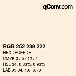 Color code: RGB 252 239 222 | qconv.com