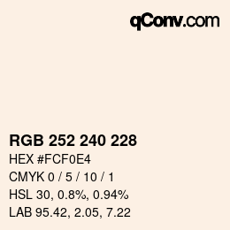 Código de color: RGB 252 240 228 | qconv.com