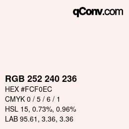 Color code: RGB 252 240 236 | qconv.com