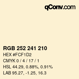 カラーコード: RGB 252 241 210 | qconv.com