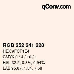 Código de color: RGB 252 241 228 | qconv.com