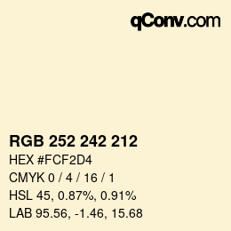 Código de color: RGB 252 242 212 | qconv.com