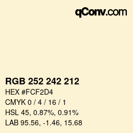 颜色代码: RGB 252 242 212 | qconv.com