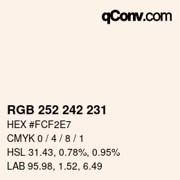 Color code: RGB 252 242 231 | qconv.com