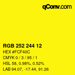 Color code: RGB 252 244 12 | qconv.com