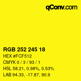 Color code: RGB 252 245 18 | qconv.com