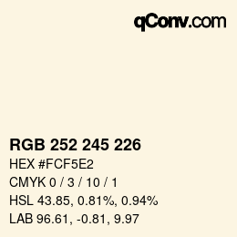 Color code: RGB 252 245 226 | qconv.com