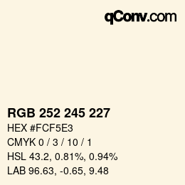 Color code: RGB 252 245 227 | qconv.com