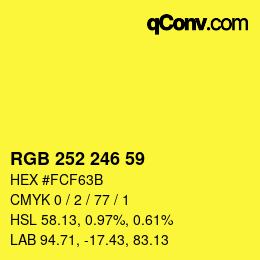 Color code: RGB 252 246 59 | qconv.com