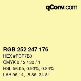 Color code: RGB 252 247 176 | qconv.com