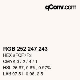 Color code: RGB 252 247 243 | qconv.com