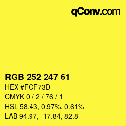 Color code: RGB 252 247 61 | qconv.com