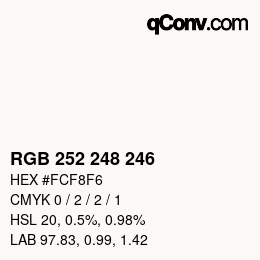 Color code: RGB 252 248 246 | qconv.com