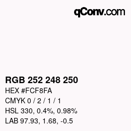 Color code: RGB 252 248 250 | qconv.com