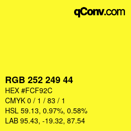 Color code: RGB 252 249 44 | qconv.com