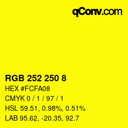 カラーコード: RGB 252 250 8 | qconv.com