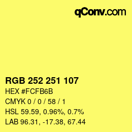 Color code: RGB 252 251 107 | qconv.com