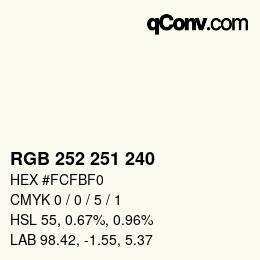 Color code: RGB 252 251 240 | qconv.com