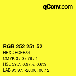 Code couleur: RGB 252 251 52 | qconv.com