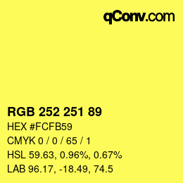 カラーコード: RGB 252 251 89 | qconv.com