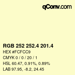 カラーコード: RGB 252 252.4 201.4 | qconv.com