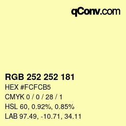 Color code: RGB 252 252 181 | qconv.com