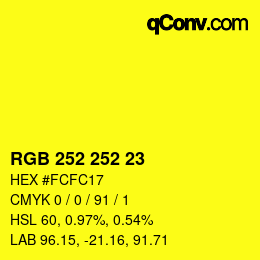 Color code: RGB 252 252 23 | qconv.com