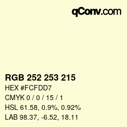 Color code: RGB 252 253 215 | qconv.com