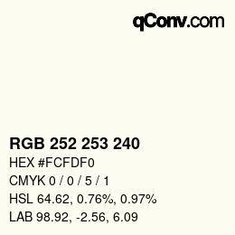 Color code: RGB 252 253 240 | qconv.com