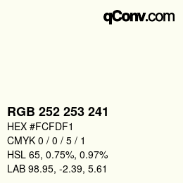 Color code: RGB 252 253 241 | qconv.com