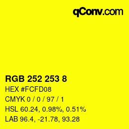 カラーコード: RGB 252 253 8 | qconv.com