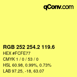 カラーコード: RGB 252 254.2 119.6 | qconv.com