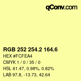 カラーコード: RGB 252 254.2 164.6 | qconv.com