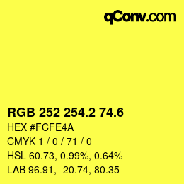 カラーコード: RGB 252 254.2 74.6 | qconv.com