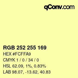 Color code: RGB 252 255 169 | qconv.com