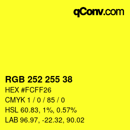 カラーコード: RGB 252 255 38 | qconv.com