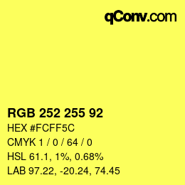 Color code: RGB 252 255 92 | qconv.com